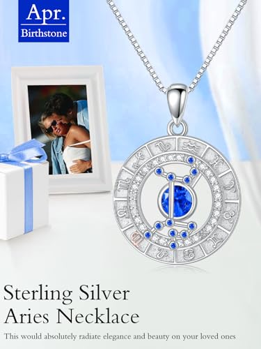 TOUPOP Zodiac Constellation Necklace for Women 925 Sterling Silver Birthstone Pendant Necklaces Zodiac Sign Jewelry Birthday Christmas Gifts for Women Her2