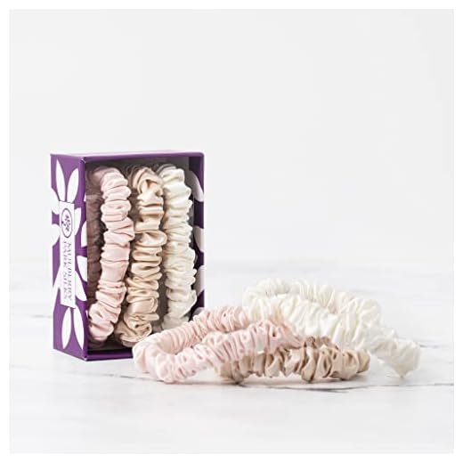 Mulberry Park Silks 100% Pure Silk Hair Scrunchies, 3 Pack - Prevents Frizz, Hair Breakage, Gentle On All Hair Types, OEKO-TEX Certified, Hair Accessories - Small (Ivory/Pink/Sand)
