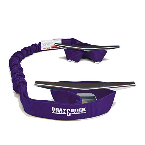 Boat Lines & Dock Ties Boat Dock Tie Bungee Cord, Double 9-Inch Loop Ends, Made in USA, Pack of 2 (Purple, 30 Inch)