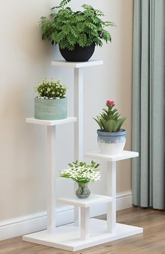 Demanca 家庭用ベランダ花棚 83cm リビング装飾植木鉢棚緑地式植木棚室内多層置物棚 (ホワイト)