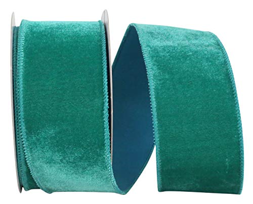 Reliant Ribbon 93592W-510-40F Regal Velvet Plush Wired Edge Ribbon, 2-1/2 Inch X 10 Yards, Emerald Green