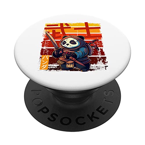 Add Samurai Panda to Japanese Art. PopSockets Swappable PopGrip, Black