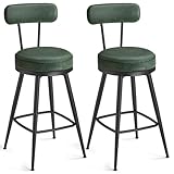 VASAGLE EKHO Collection - Juego de 2 taburetes de Bar giratorios con Respaldo, Cuero sintético con Costura, Moderno de...