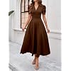 shasmi girls womens solid color v neck a line maxi dress for women new year party outfit waist cinched puff sleeve western elegant casual wear dress 246