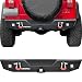 oEdRo Rear Bumper, Compatible for 87-06 Jeep Wrangler TJ & YJ, Rock Crawler Bumper with Hitch Receiver, 2X LED Lights Off Road Textured Black Bumper