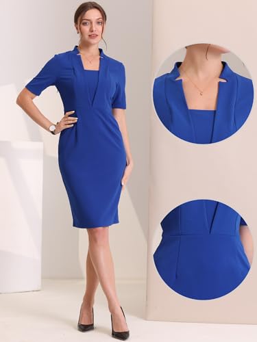 Image of Allegra K Work Dresses for Women's Short Sleeve Business Office Pencil Dress