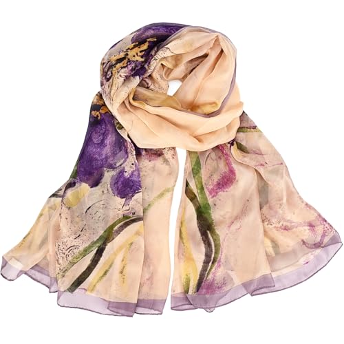 FINIZO Scarf for Women Lightweight Print Floral Pattern Scarf Sunscreen Shawls