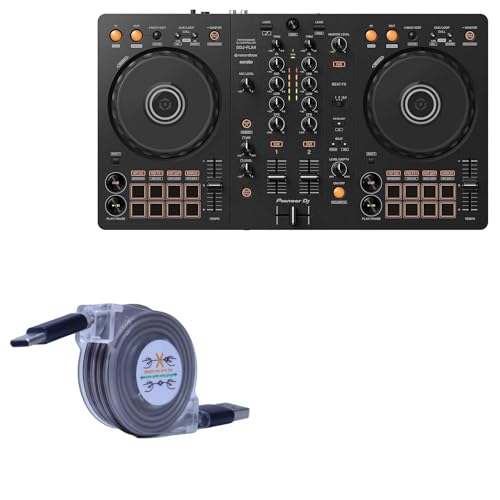 BoxWave Cable Compatible with Pioneer DJ DDJ-FLX4 - miniSync - USB-A to USB Type-C, Retractable Cable 5 Pre-Set Lengths Avoid Tangles