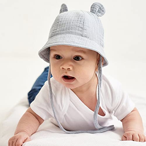 LIUPUUDLY Chapeau de Soleil Bébé Enfant Coton Bonnet d’été Protection Anti-UV Chapeaux de Seau Chapeau de Plage (FR/ES, Alpha/Lettres, Taille Unique, Bleu) – vue 5