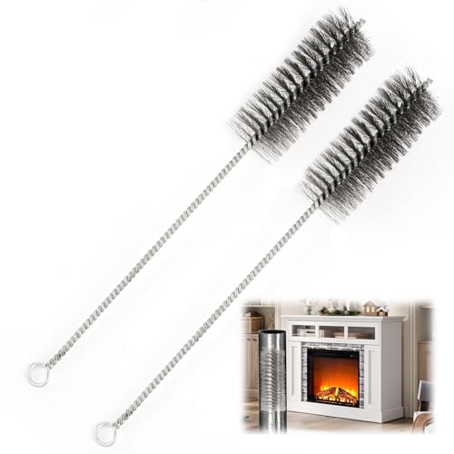 2 Pcs Cepillo para Tubo De Estufa De 40 Mm De Diámetro, Cepillo Deshollinador Y Cepillo De Chimenea para Esquinas Difíciles, Cepillo Universal para Horno De Madera Y Pellets, Longitud Total 30 Cm