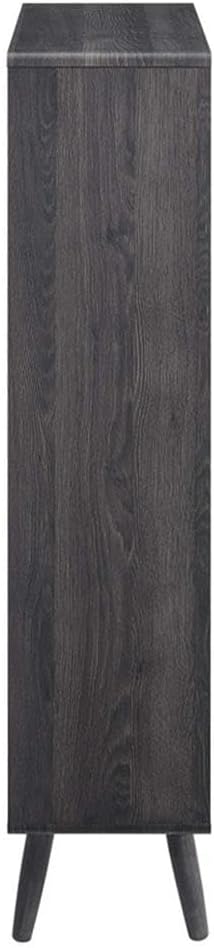 Modway EEI-5743-CHA Transmit 5 Shelf Wood Grain Bookcase, Charcoal