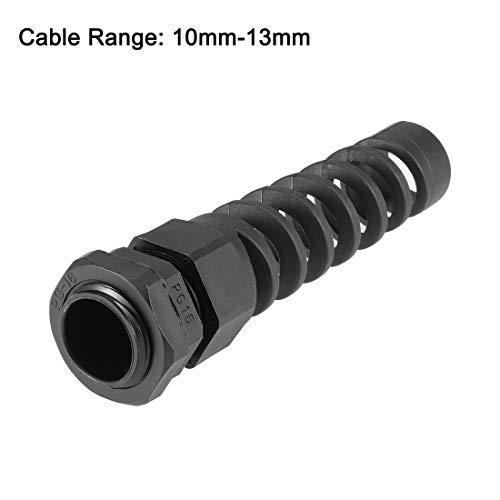 Uxcell Pg16 Cable Gland 10Mm-13Mm Wire Hole Waterproof Nylon Joint Adjustable Locknut With Strain Relief Black 10Pcs #TOP1