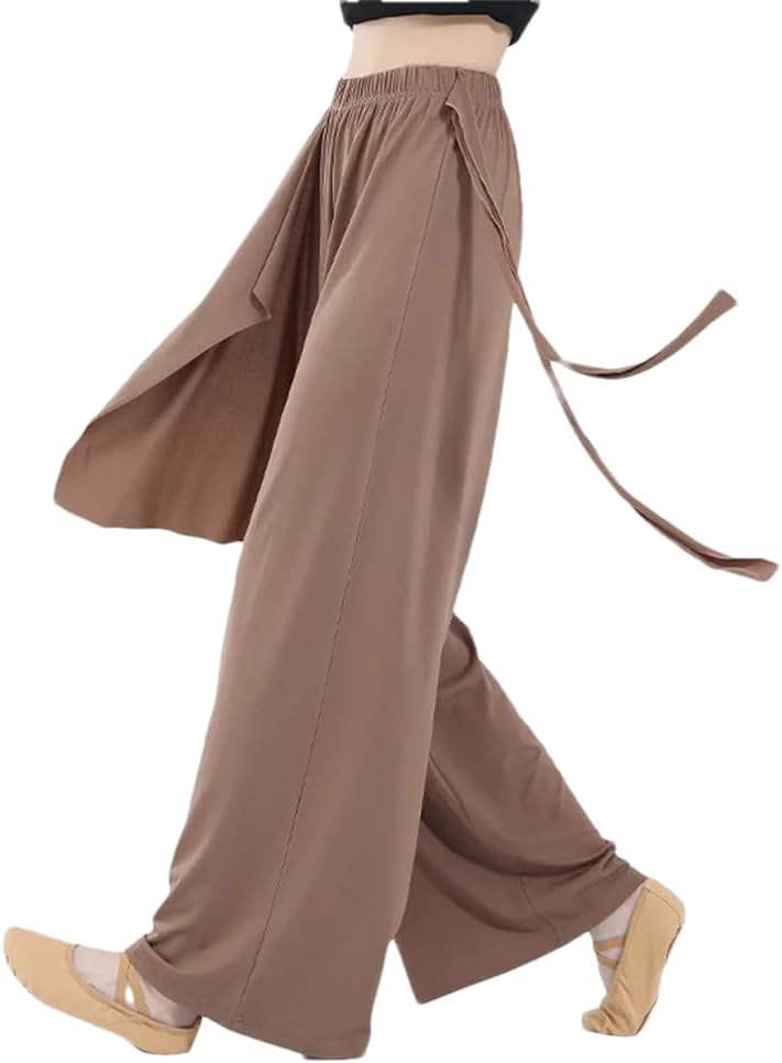 Ladies Modern Dance Pants Loose Ribbon Wide Leg Dancing Trousers Chinese Classical Dance Yoga Pants