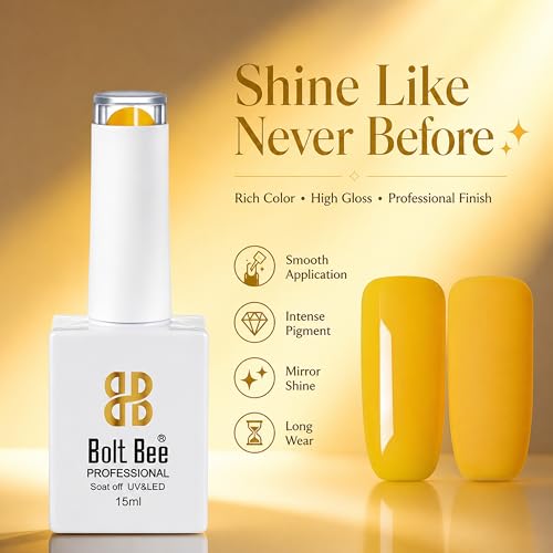 Image of Bolt Bee yellow Color Gel Nail Polish Soak Off UV Gel 15ML DIY at Home Manicure Salon Nail Art