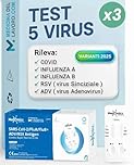3 x Test Combo 5in1, Tamponi rapido covid 19 varianti 2025 + Influenza A o B + Virus RSV Sinciziale + Virus ADV Virus respiratorio Adenovirus, Test rapido Adulti e bambini, 3 pz
