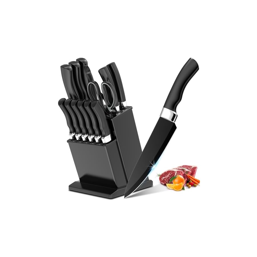15-Piece-Kitchen-Knife-Set-Kitchen-Knives-Set-ABS-Handle-Chef-Knife-Set-Multifunction-Knife-Block-Set-For-Slicer-Cutting-ChoppingPerfect-Holiday-Gift-BLACK Meleho 15 Piece Kitchen Knife Set, Kitchen Knives Set, ABS Handle Chef Knife Set, Multifunction Knife Block Set For Slicer, Cutting, Chopping,Perfect Holiday Gift (BLACK)