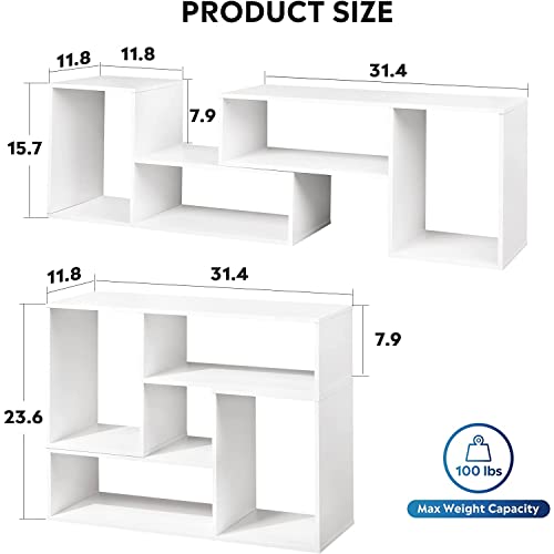 Devaise Flat Screen Tv Stand For 43 45 55 Inch Tv, Modern Entertainment Center With Storage Shelves, Media Console Bookshelf For Living Room, White #TOP3