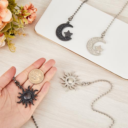 Image of CRASPIRE 4Pcs 2 Color Moon Star Sun Ceiling Fan Pull Chain Extender Charm Pendant Boho Adjustable Decorative 14.1in Extension Connector Ball Bead Cord Replacement Hanging Ornaments for Lighting Lamp