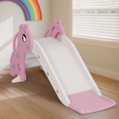 SFUN すべり台 室内 簡単組立 コンパクト室内遊具 ベビー 幼児 子供 誕生日プレゼント (ピンク)