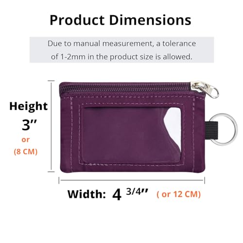 Image of RFID Blocking Travel Wallet with Adjustable Lanyard, Small Nylon Zipper Pouch and Badge Holder for ID, Credit Cards, Cash, Keys, Commuters (Plum Wine)