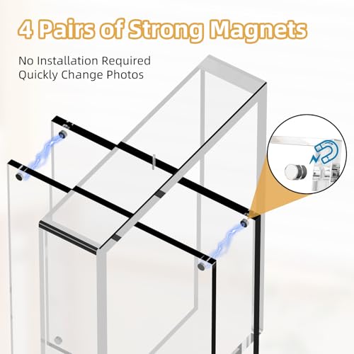 PPH-Sisy 5x7 Acrylic Magnetic Picture Frame 2 Pack, Double Sided 360° Rotating Clear Photo Frame, Frameless Desktop Display for Home Office Decor, Wedding Birthday Graduation Gift by PPH-Sisy - Used condition - Image 7