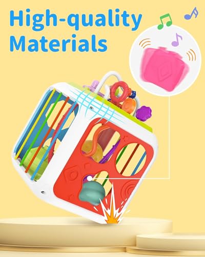 Image of Montessori 7-in-1 Developmental Learning Activity Cube for 1 Year Old Girls Boys, Baby Sorter Toy, Birthday Gifts, 6-12-18 Months