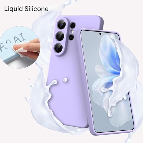 Image of DIZORO Microfiber Candy Case Compatible with Samsung S26 Ultra 5g Smooth Touch Cushion Liquid Soft Silicone Gel Rubber Phone Cases Non-Slip Full Body Protective Shockproof Back Cover (Purple)