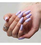 GLAMERMAID Press on Nails Short Coffin,Purple Coffin Nails Press ons with Adhesive Tabs,24 Pcs Co...