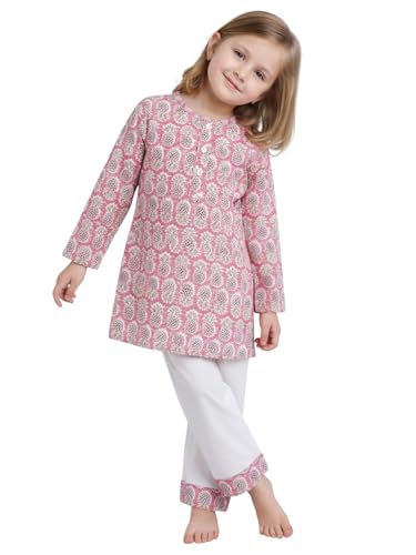 Image of POLKA TOTS 100% Pure Cotton Night Suit for Kids Boys & Girls | Traditional Kurta Pyjama Night wear Set for Kids | Ultra-Soft & Breathable Material Nightwear & Pyjama Set | from 6 Months to 8 Years