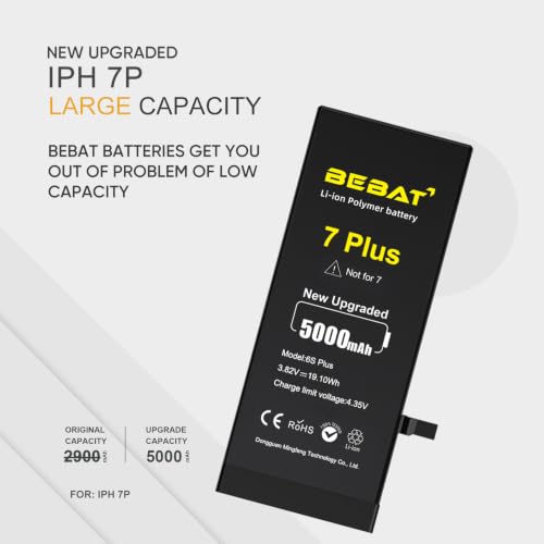 Image of Replacement for iPhone 7 Plus Battery, 5000mAh High Capacity Li-ion Polymer Replacement Battery for Model A1661 A1784 A1785 with Professional Repair Tool Kits