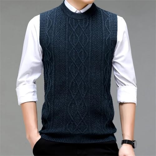 Men's Fashion O-Neck Knitted Sleeveless Sweater Vest - Young Men's Solid Color Warm Top4