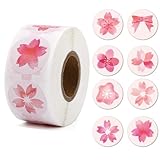 Pink Flower Stickers 2 Rolls 1000 Pcs Round Self Adhesive Seal Stickers Labels for Baking Gift Boxes Party Decorations 1 Inch with 8 Different Patterns