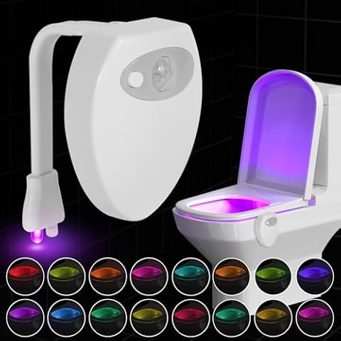 NEWNEN Toilet Night Light, 16 Coloured Waterproof Motion Sensor Toilet Night Cover
