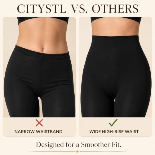 Image of Citystl 2 Pack Black Tights for Women, 60D Opaque Control Top Pantyhose
