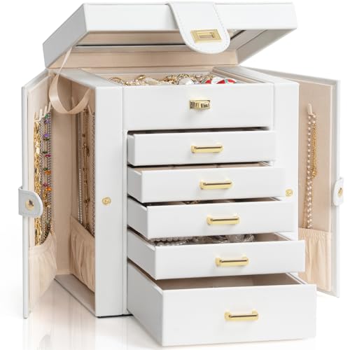 AKOZLIN Functional 6-Tier Jewelry Box Organizer with 5 Drawers Le...