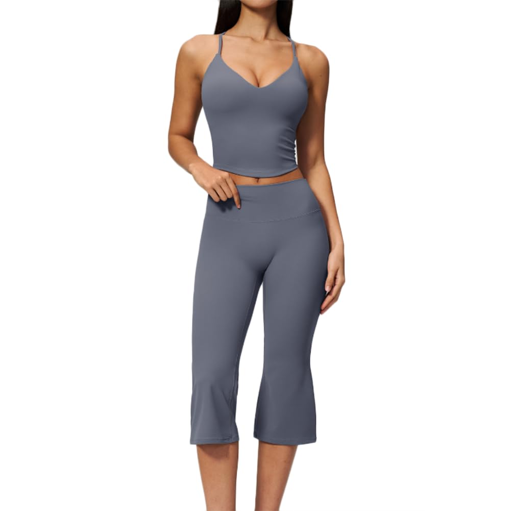 JPXJGT Tank Top Butt Lift 7 Flared Leggings Athletic Workout Outfit
