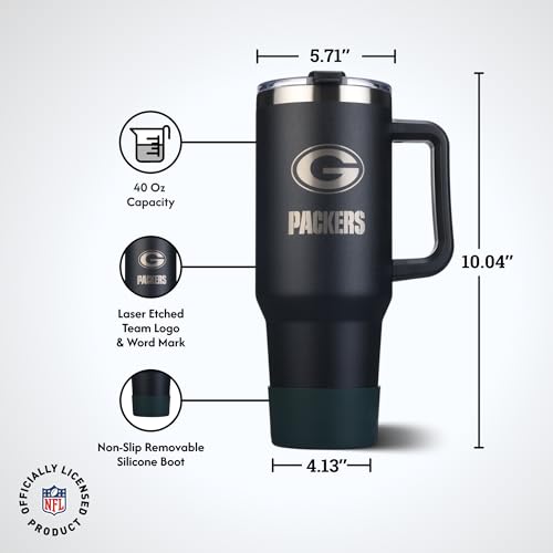 Image of The Memory Company NFL 40oz Game Day Tumbler - Premium Stainless Steel Double-Wall Vacuum Insulated Travel Cup with Removable Silicone Base , Laser Engraved Team Logo, Hot & Cold Drinks