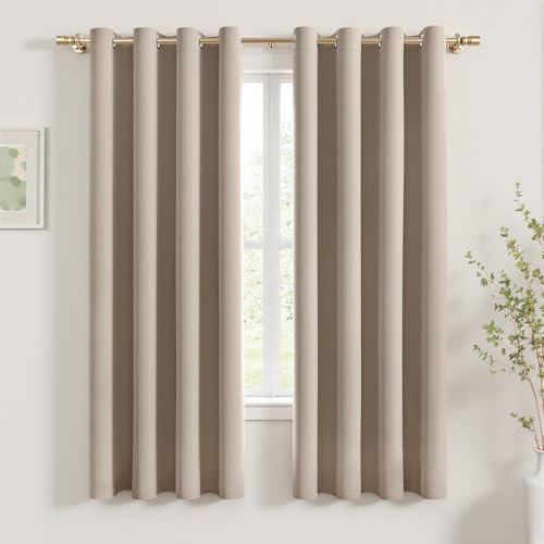 Image of MIULEE Taupe Blackout Bedroom Curtains Drapes 72 Inch Long 52 inchx72 inch | Grommet Top, Room Darkening Window Drapes, Privacy Protection, Thermal Insulated, Heat Blocking, Light Blocking