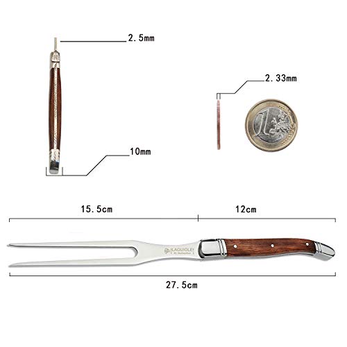 Laguiole By Hailingshan Carving Knife And Fork Set Stainless Steel Premium Bbq Meat Turkey Roast Kitchen Dinner Table Cutlery Flatware Sharp 2-Piece Wood Handle With Gift Box #TOP5