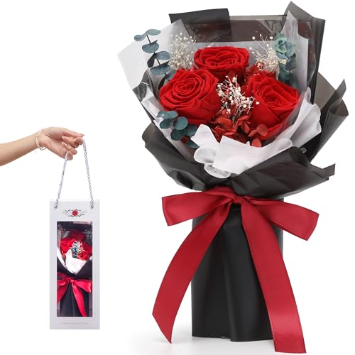 Image of Flowers for Delivery Prime, Preserved Roses Flower Gifts for Women, Flower Bouquet Gifts for Her, Mom Birthday Gifts from Daughter, Valentines Flowers, Real Roses, Red Roses