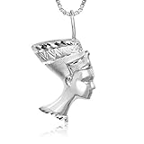 Honolulu Jewelry Company Sterling Silver Ancient Egyptian Queen Nefertiti Necklace Pendant with 18' Box Chain