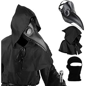 Plague Doctor Mask Set, Bird Masker Pest Doctor Costume 3 in 1 Enge Masker, Cosplay-rekwisieten, PU Lederen Materiaal…