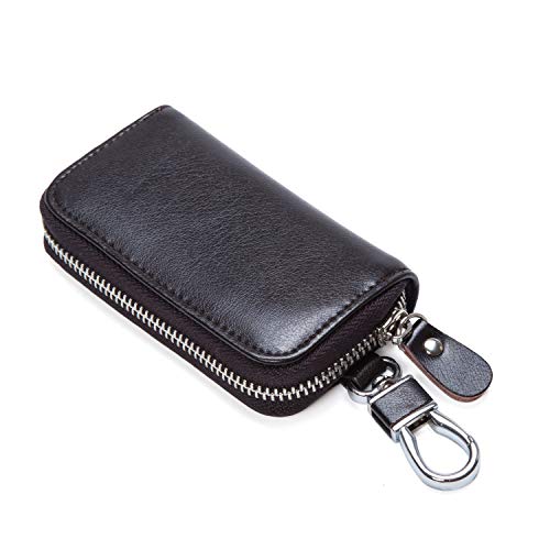Preisvergleich Produktbild Schlüsseletui Schlüsselbund Tasche Unisex Große Leder Geldbörse Abdeckung Autoschlüssel Brieftasche - Schwarz