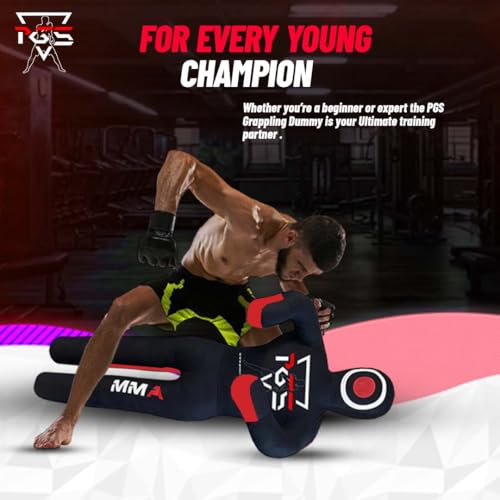 MMA Grappling Dummy Brazilian JIU Jitsu BJJ Punching Bag for Self Defense Wrestling Judo Karate Boxing Throwing Submission Standing Position - UNFILLED (Black Red, 6FT / 70\") - Thumbnail 5