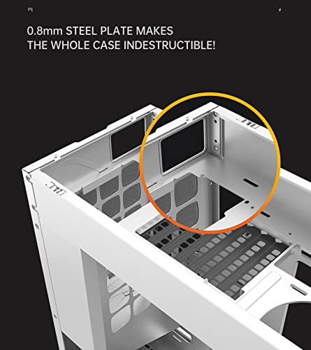 Gabinete para PC Geometric Future M6 Cezanne Blanco Mid Tower 12" x 11" para placas base Mini-ITX, Micro-ATX y ATX, con diseño vertical de conducto de aire, soporte para radiador de 360 mm y montaje vertical de GPU (solo gabinete) miniatura 3