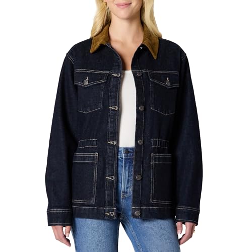 Amazon Essentials Chaqueta 'Barn' Vaquera de Cintura Ceñida y Baja Elasticidad de Corte Estándar Mujer, Lavado Enjuagado, XL