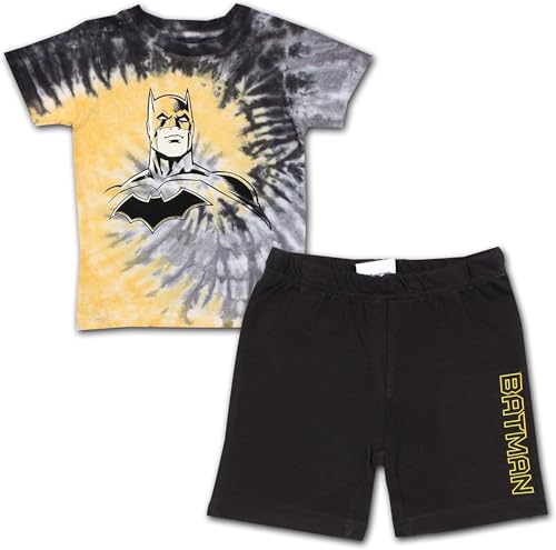 BATMAN Warner Bros Boys Short Sleeve Shirt and Shorts Set for Toddler and Little Kids Yellow/Black