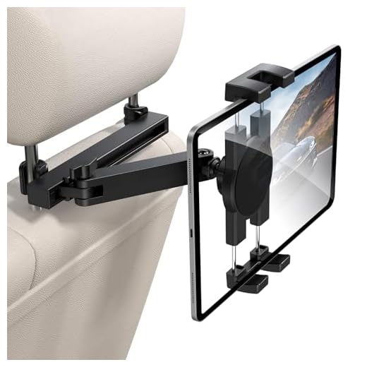 bokilino Tablet Holder for Car Headrest, [3 in 1 Adjustable Extension Arm] iPad Car Mount for Back Seat, Road Trip Essentials for Kids, for 4.7-12.9" Like iPad Pro, Air, Mini, Galaxy, Fire HD Tablet