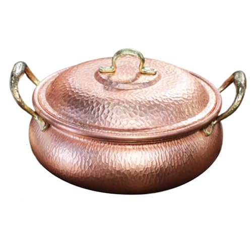 Vnook Olla de Cobre for Estufa, Olla for Sopa y Pasta, Cacerola Hecha a Mano Shabu Shabu, Utensilios de Cocina de Cobre for Restaurante Familiar