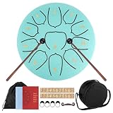 DEPAR Tongue Drum 11 Noten 6 Zoll,Zungentrommel Scheibentrommel,Steel Pan Töne Schlaginstrument Hand Pan Drum mit Zubehörbox,Tasche,Fingerpick,Musikbuch und Schlägel für Meditation Yoga Klangheilung